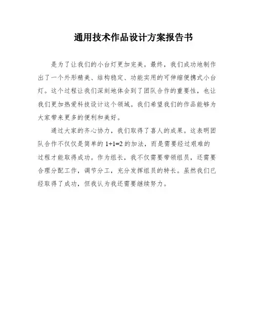 通用技术作品设计方案报告书