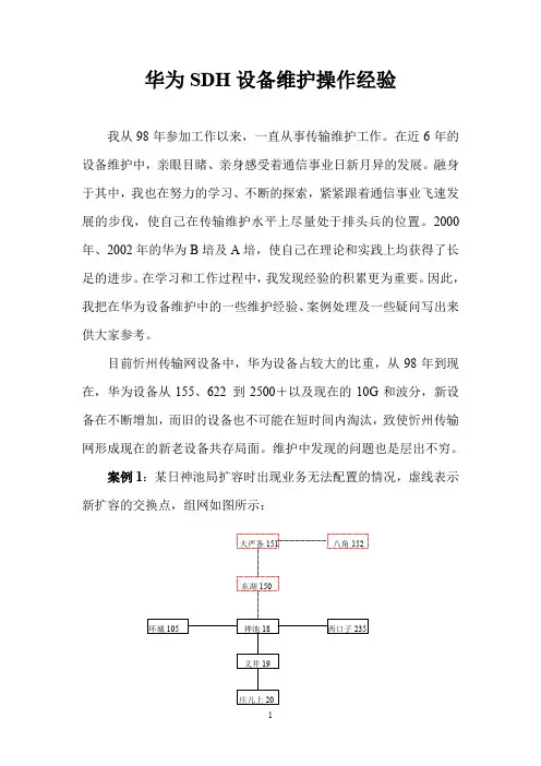 华为SDH设备维护操作经验
