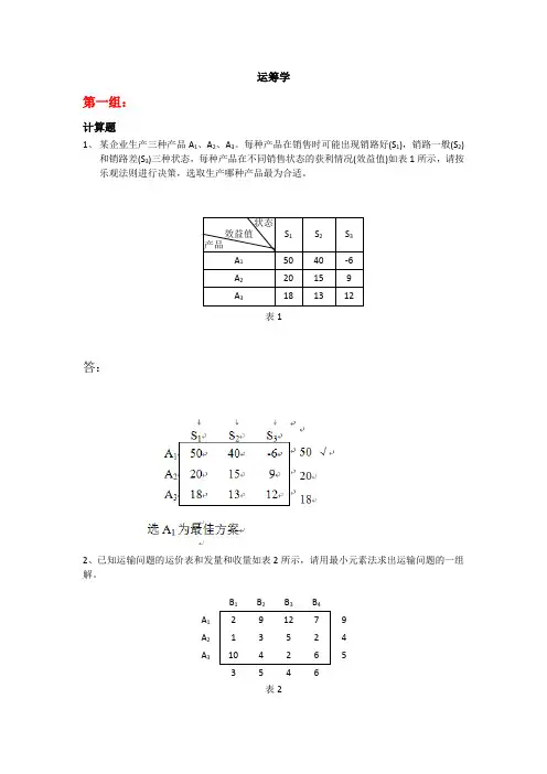 天大 运筹学5组 参考资料