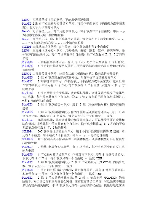 ansys单元类型介绍