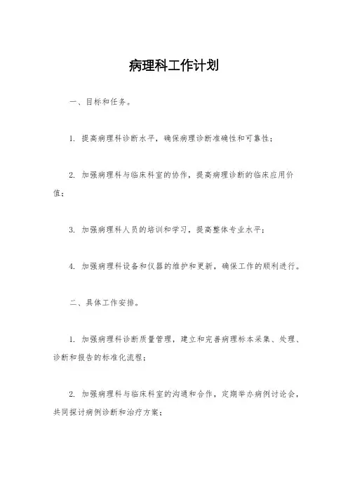 病理科工作计划