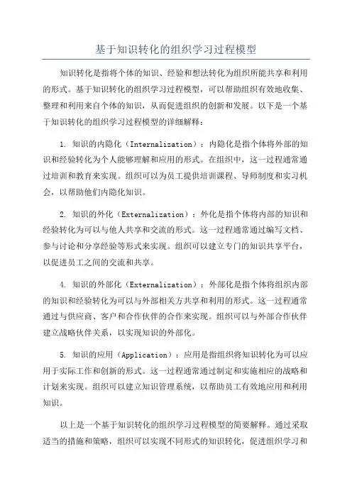 基于知识转化的组织学习过程模型