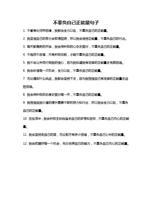不辜负自己正能量句子