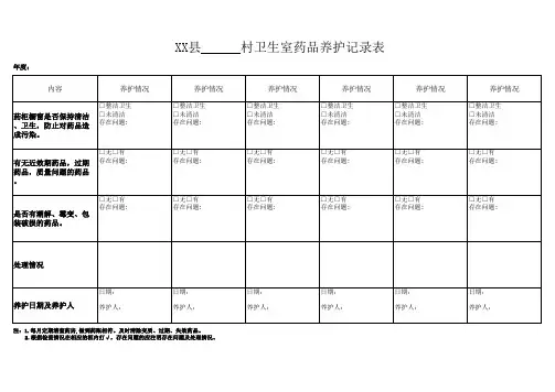 村卫生室药品养护记录表