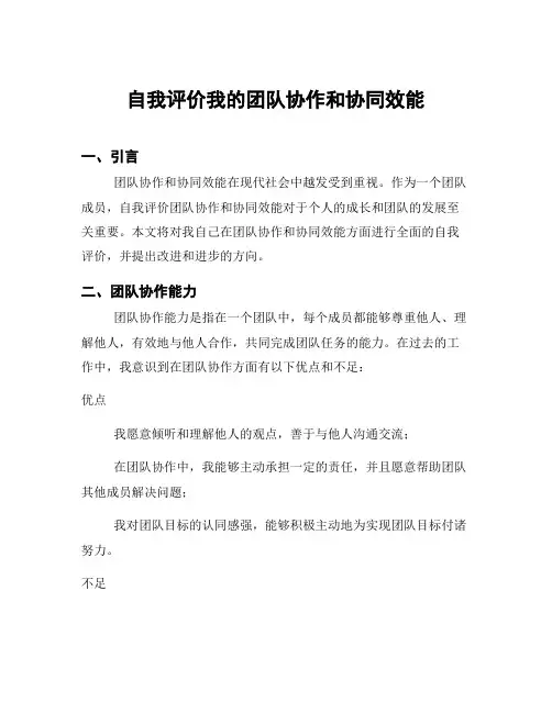自我评价我的团队协作和协同效能