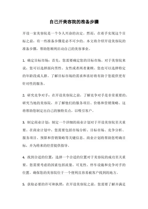 自己开美容院的准备步骤