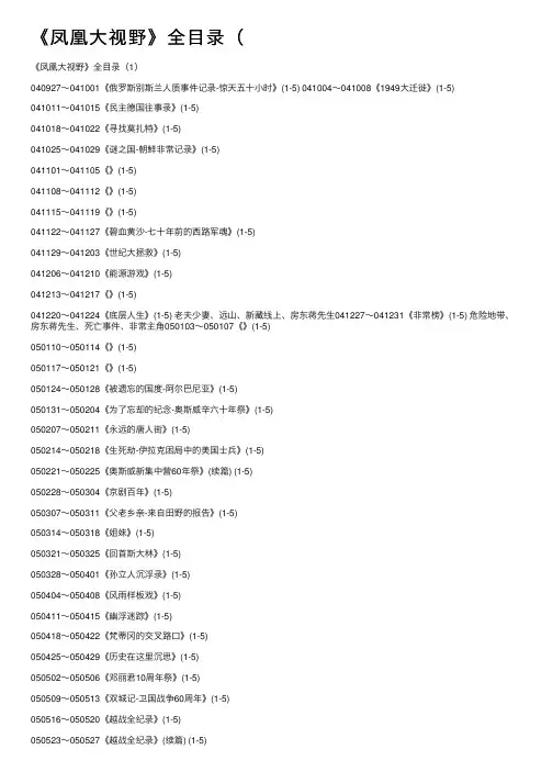 《凤凰大视野》全目录（
