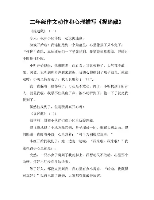 二年级作文动作和心理描写《捉迷藏》