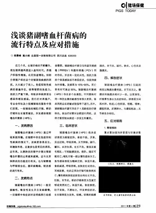 浅谈猪副嗜血杆菌病的流行特点及应对措施