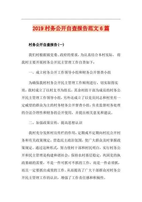 村务公开自查报告范文6篇
