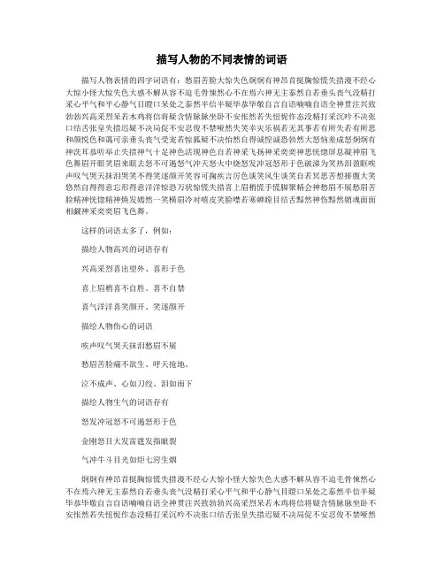 描写人物的不同表情的词语