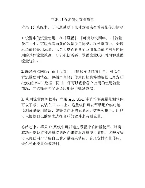 苹果15系统怎么查看流量