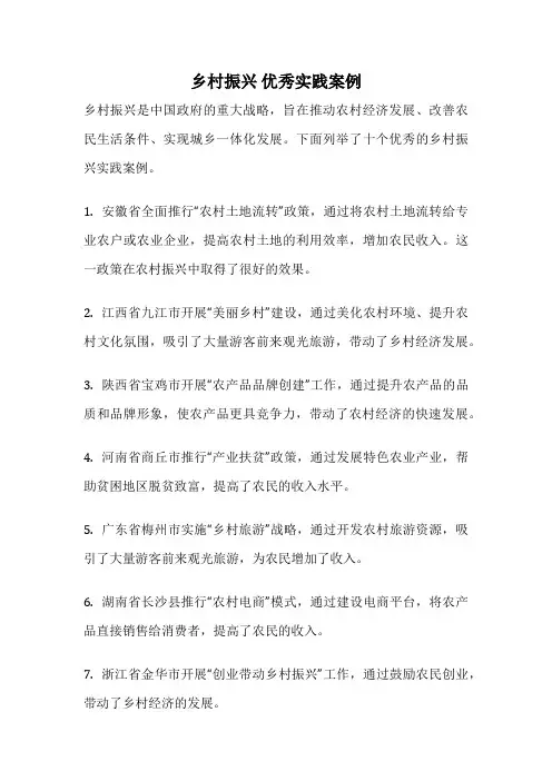 乡村振兴 优秀实践案例