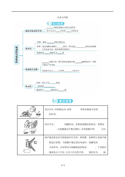 沪粤版9年级物理下册第17章电动机与发电机全章大归纳及同步练习题(含答案)
