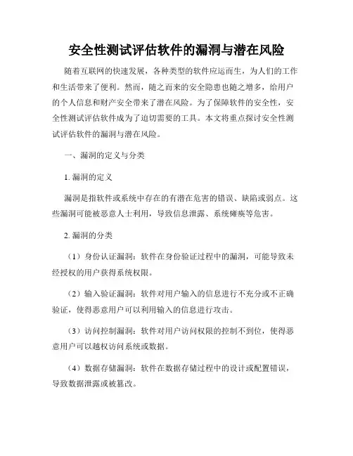 安全性测试评估软件的漏洞与潜在风险