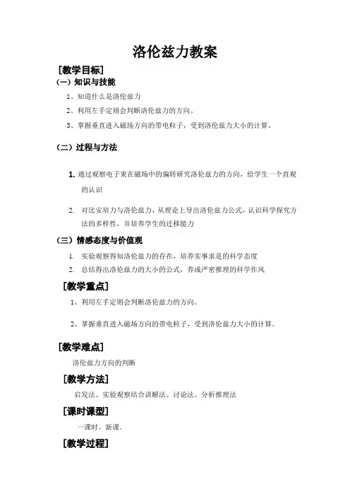 洛伦兹力教案