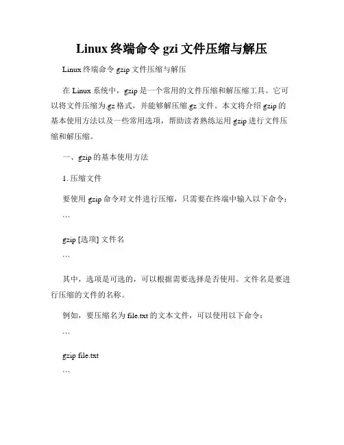 Linux终端命令gzi文件压缩与解压