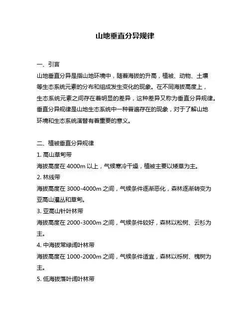 山地垂直分异规律