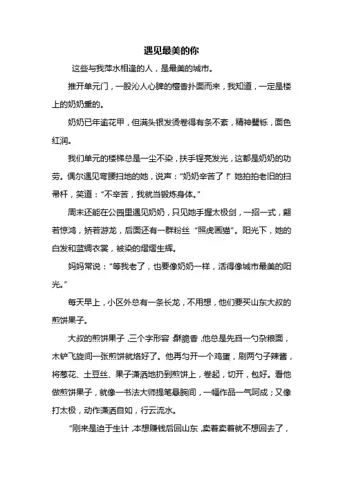 六年级作文：遇见最美的你作文800字