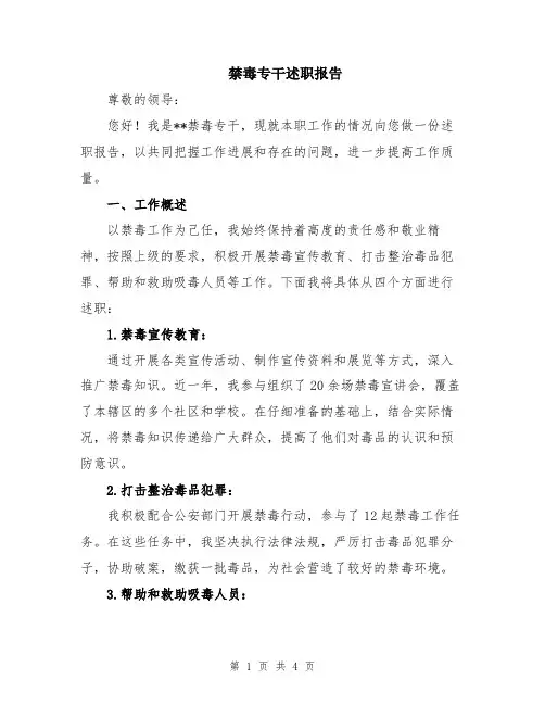 禁毒专干述职报告
