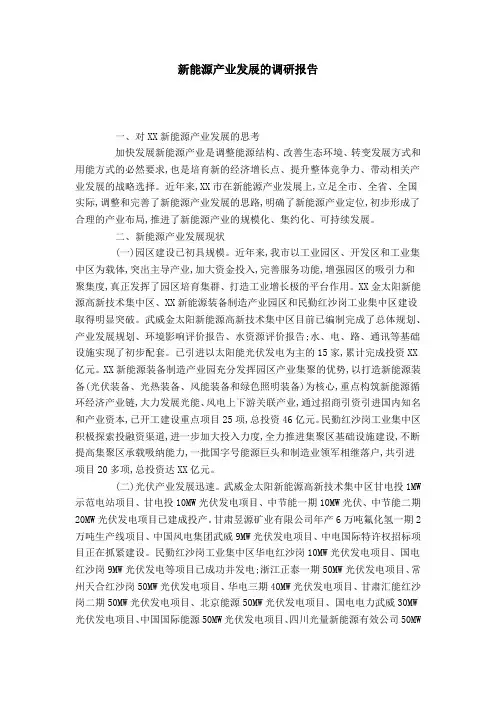 新能源产业发展的调研报告-总结报告模板