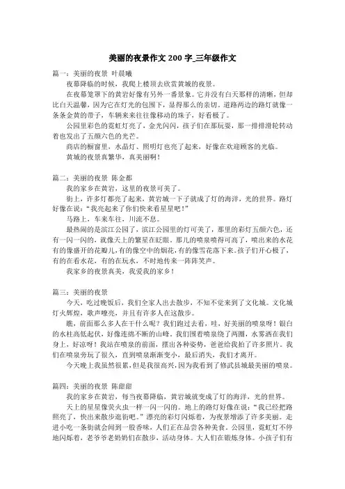 美丽的夜景作文200字_三年级作文