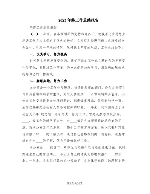 2023年终工作总结报告(8篇)