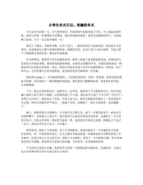 小学生冬天日记：有趣的冬天