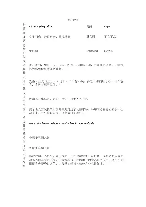 得心应手_得心应手的意思_成语词典