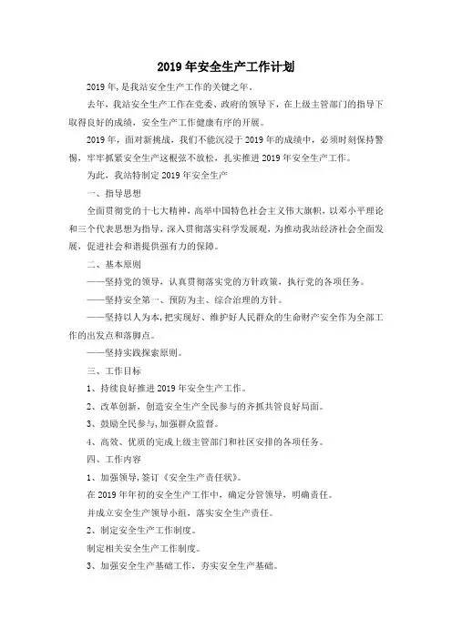 最新-2019年安全生产工作计划 精品 (2)