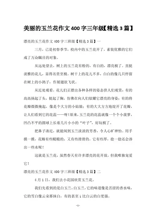 美丽的玉兰花作文400字三年级【3篇】