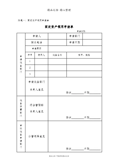 固定资产领用申请