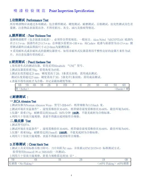 (完整版)喷漆检验规范