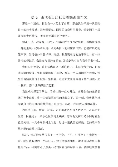 山顶观日出壮美震撼画面作文精选8篇