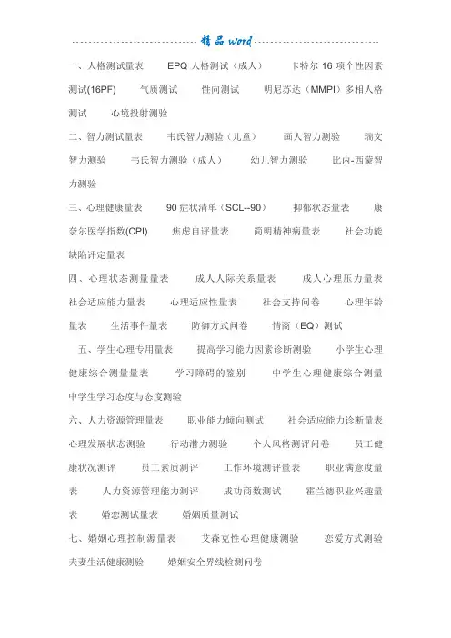 量表分类
