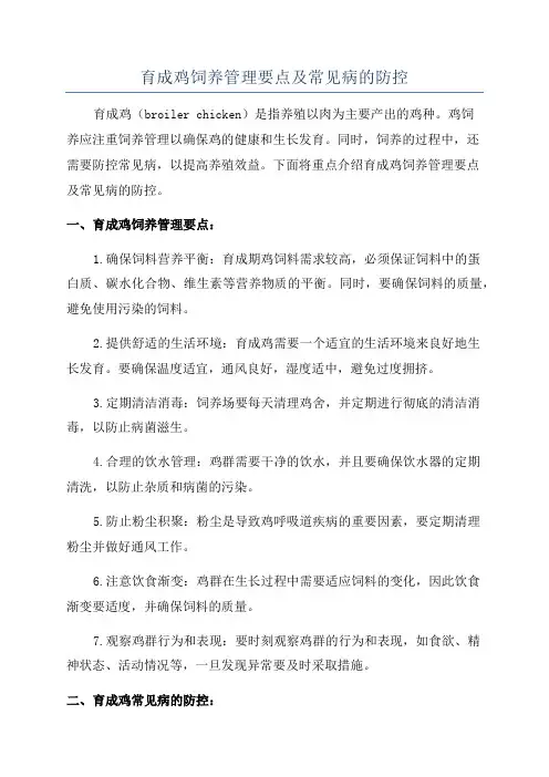 育成鸡饲养管理要点及常见病的防控