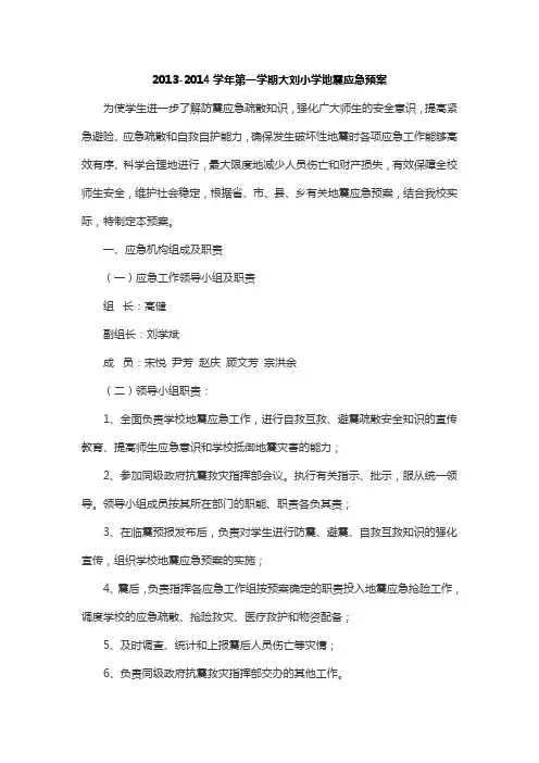 2013地震应急预案