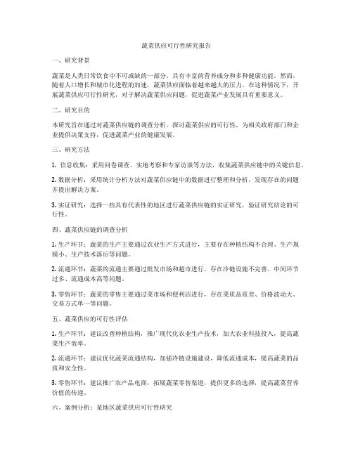 蔬菜供应可行性研究报告