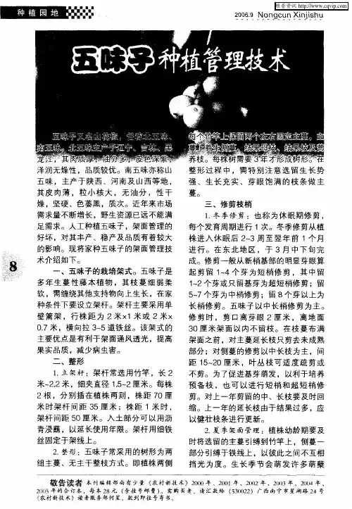 五味子种植管理技术