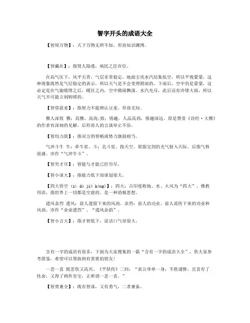 智字开头的成语大全