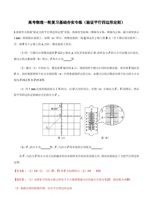 高考物理复习基础练习(验证平行四边形定则)