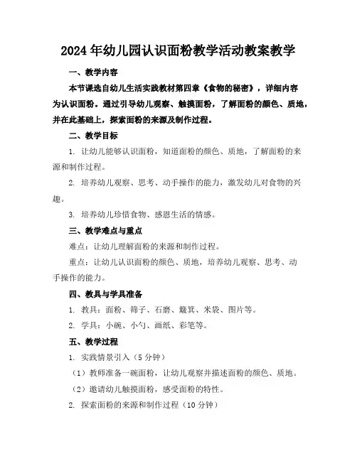 2024年幼儿园认识面粉教学活动教案教学