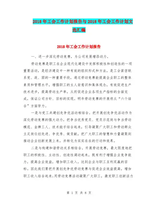 2018年工会工作计划报告与2018年工会工作计划文选汇编.doc