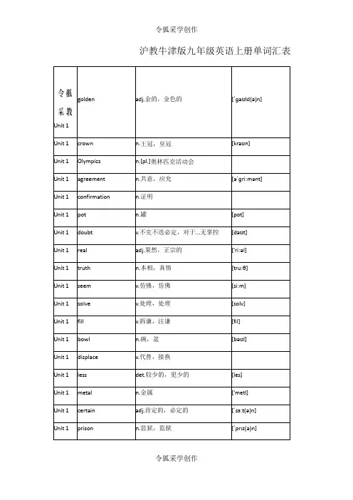 九年级英语上册单词表