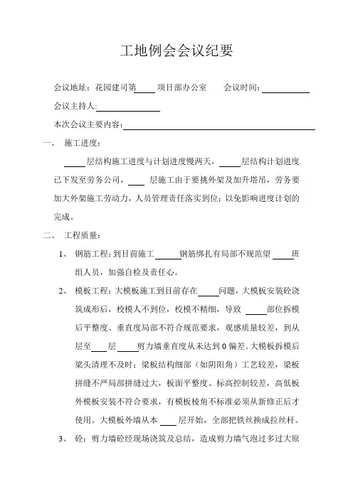 工地例会会议纪要