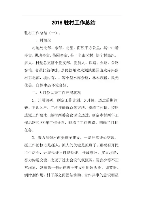 2018驻村工作总结