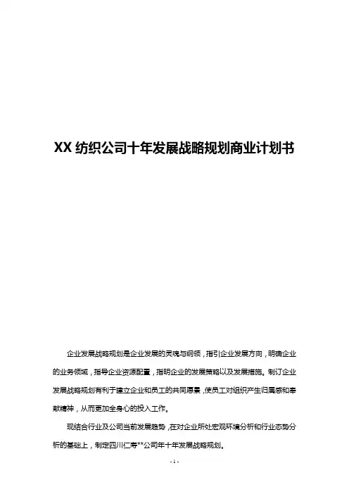 公司未来十年发展战略规划商业计划书