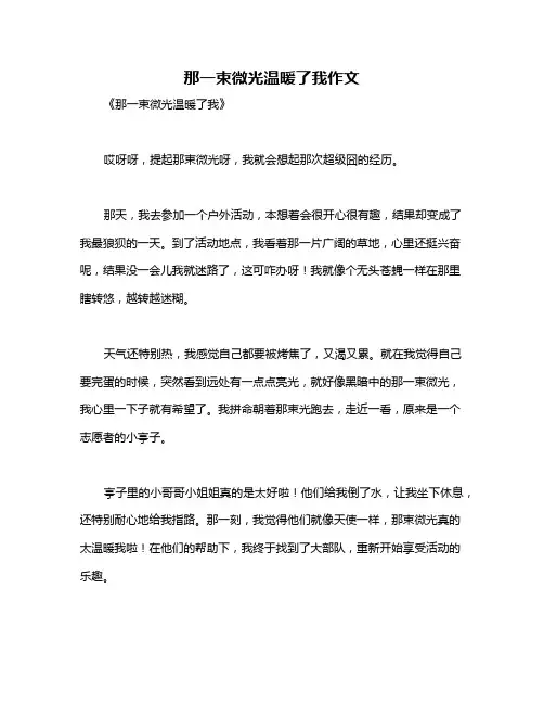 那一束微光温暖了我作文