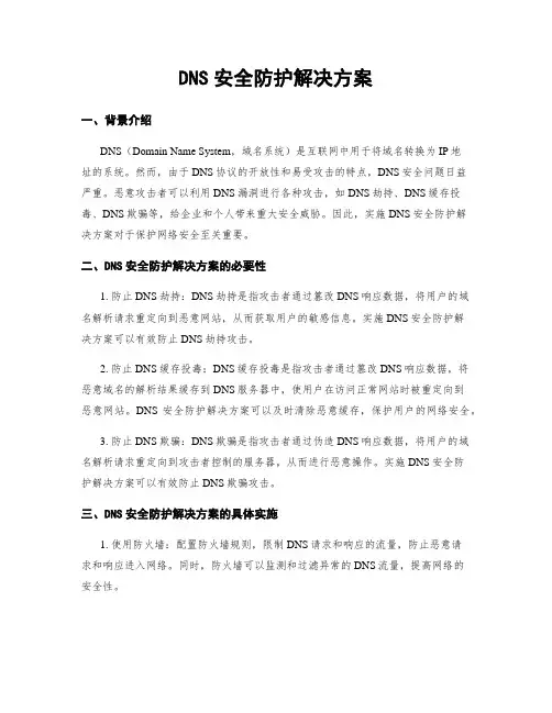 DNS安全防护解决方案