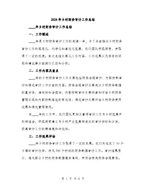 2024年乡村财务审计工作总结(2篇)